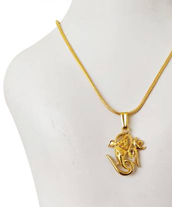 Duepio Most Popular Design Om-Ganesha- Pendant With Golden Chain(20-22inch) Gold-plated Alloy Pendant