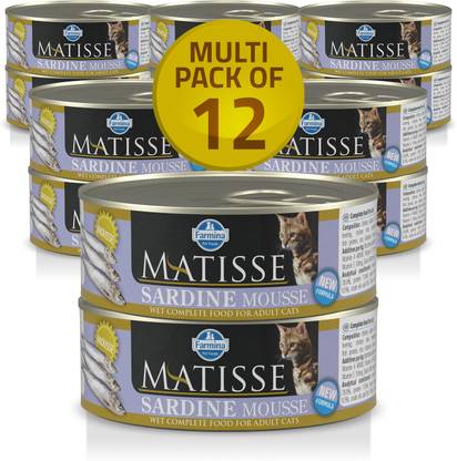 Farmina MATISSE CAT MOUSSE SARDINE - Adult - Cat Wet Food - 12 Cans X 85 Gms each Salmon 0.96 kg (12x0.08 kg) Wet Adult Cat Food