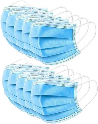 ISHANGEL Surgical Face Marks Blue Pharmaceutical 3 layered / 3 ply Surgical Face mask 100% certified anti pollution - anti viral Mask with Nose-pin and soft Ear-loops Mask) Water Resistant, Reusable Surgical Mask With Melt Blown Fabric Layer Safety Visor