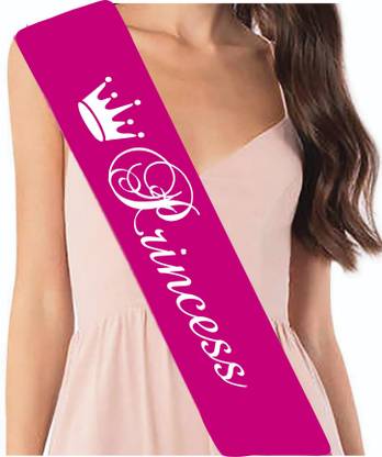 GARNET PRINCESS SASH - HOT PINK (WHITE)