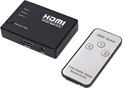 Frackson HDMI Switch Splitter 3-Port 3 in 1 Out Monitor Switch Supports 3D Full HD 1080p High Speed with IR Remote Control Media Streaming Device