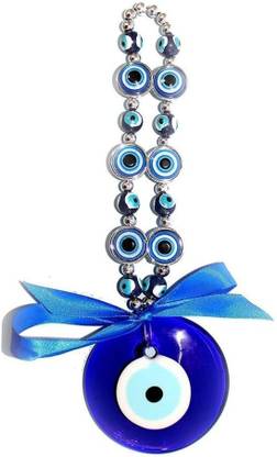 Dalvkot Six Evil Eye Beads Nazar Suraksha Wall and Car Hanging for Good Luck Prosperity & Success Decorative Showpiece  -  13 cm