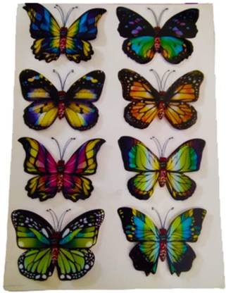 Avanti Creation 20.32 cm Multicolor PVC Vinyl Butterfly Stickers for Wall Decoration 7D Stickers for Room Decoration Self Adhesive Sticker