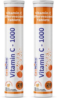LeoNutra Vitamin C-1000 | 40 Effervescent Tablets (Pack of 2)