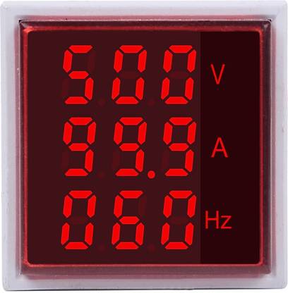 एक्सएम-इंडिया VAH Metar Triple Displays in One LED Voltmeter Ammeter Hertz Meter Voltage Current Frequency Indicator RED वोल्टेज टेस्टर