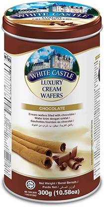 White Castle LUXURY CREAM WAFER ROLL CHOCOLATE 300gm. Wafer Rolls