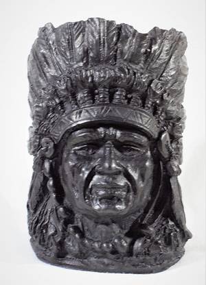 Inara Creation Warrior Face Cigarette Ashtray Grey Polyresin Ashtray