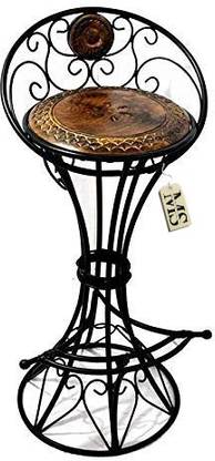 manzees Wood & Wrought Iron Chair/Bar Chair/Bar Stool/Stool for Living Room/Home Decorations Engineered Wood Bar Chair