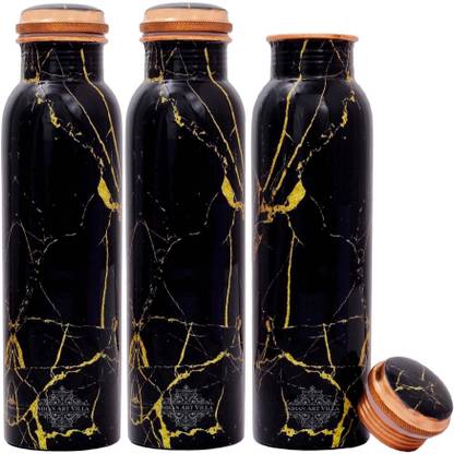 IndianArtVilla Marble Design pure Copper Home, School And Office use printed water 1000 ml Bottle