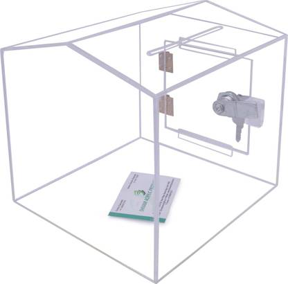 RASPER Transparent Acrylic Donation Box Drop Box Daan Patra Ballot Box (Standard Size 8x8x8 Inches) Premium Quality With Lock Facility Coin Bank