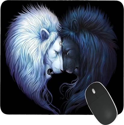 Porwal's yin yang lion style black background Rubber base printed game mouse pad for laptop computer Mousepad
