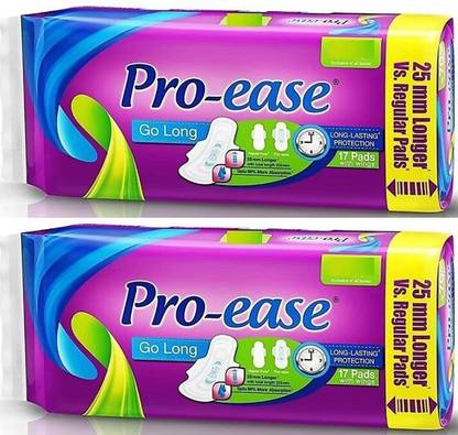 Pro-ease Go Long 17+17 pads wings (25 mm) longer Sanitary Pad