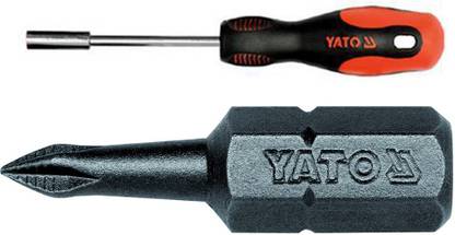 YATO 1 Screwdriver YT-27975(Size-1/4”x100mm and length 215mm) and 1 YT-7806-PH#0 Phillips Screwdriver Bit Standard Screwdriver Set