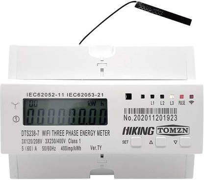 amiciSmart 3-Phase WiFi Smart Energy Meter 220V, 60A Over/Under Voltage Protector and Over Load Protector Din Rail Mount Compatible with Alexa Google Assistant and Mobile App Control