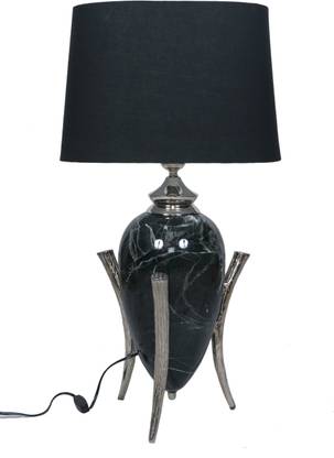 The Black Pearl Dragon Egg Table Lamp with Oval shaped Black colour Lampshade by Black Pearl Table Lamp