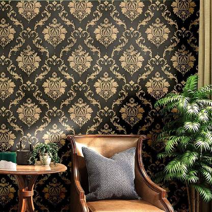 ASSBRI COLLECTIONS Decorative Black, Gold Wallpaper