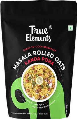 True Elements Masala Rolled Oats | Spiced with Indian Spices | Breakfast, Oats for weightloss Pouch