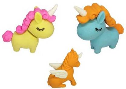 lookat For Girls - 2 Cartoon Erasers 1 Pencil Toper Erasers - Pack Of 3 Non-Toxic Eraser