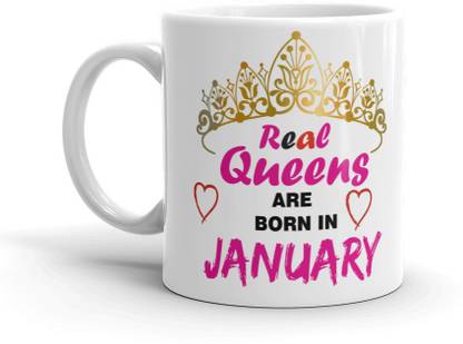 KC PRODUCTS Printed Real Queens are Born in January with Barbie Doll Ceramic Coffee Mug