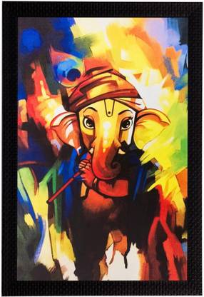 Bhawana Creation COLOURFUL GANESH JI 4 Digital Reprint 12 inch x 8 inch Painting