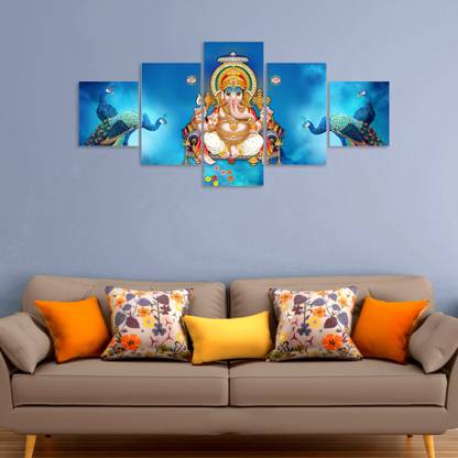 Great Art Ganesh Ji Religious Framed Wall Paintings For Home Decorations , Living Room , Hall , Office , Gifting-(17.5*30) Digital Reprint 17.5 inch x 30 inch Painting