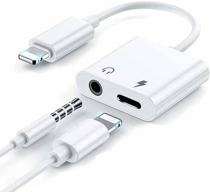 Atpati White iPhone Splitter |Lightning to 3.5mm Jack Adapter| 2 in 1 iPhone Dual Port Cable |Earphone Cable Adapter for iOS iPhone 12 /12 Pro / 11/ 11Pro/ 11Pro Max/ XS / XR Dongle Adapter for i Phone Converter