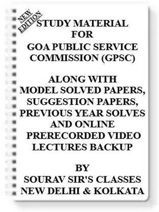 Study Notes Material On Goa Public Service Commission (Gpsc) For 2021-2022 With Topicwise Analysis + Mcq Questions+model Question Papers