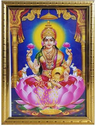 Dalvkot Goddess Lakshmi Photo Frame for Pooja Room and Wall Hanging Religious Frame