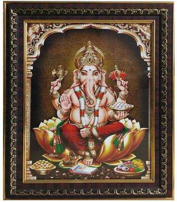 Dalvkot Lord Ganesh Photo Frame / Vinayaka / Ganapathi Photo Frame for Pooja Room Religious Frame