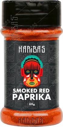 HARIBAS Smoked Red Paprika Powder 60GM (Hot & Spicy Chili Powder) 100% Pure Red Paprika Powder Dry Vegetarian Spices & Easy Cooking Essential Hot Spicy Powder of Red Chilli Paprika Powder for pizza 60G