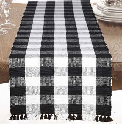 CRAZYWEAVES Black, White 182 cm Reversible Table Runner