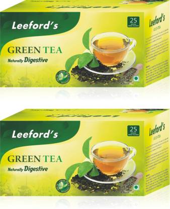 Leeford Green Tea Naturally Digestive Flavour ( 2 Box of 25 Tea Bags ) Chamomile Green Tea Bags Box