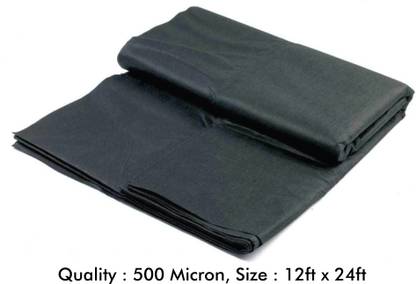 Mipatex 500 Micron HDPE Plastic Geomembrane Fish Pond Liner Sheet 12ft x 24ft, Tent - For Heavy Duty Small Garden Backyard Waterfall Lilly Ponds Lining Fabric (Black)