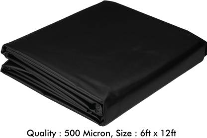 मिपाटेक्स 500 Micron HDPE Plastic Geomembrane Fish Pond Liner Sheet 6ft x 12ft, टेंट हेवी ड्यूटी स्मॉल गार्डन बैकयार्ड वॉटरफॉल लिली पोंड्स लाइनिंग फैब्रिक (काला ) के लिए