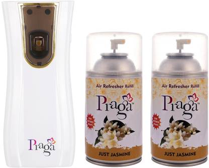 PRAGA Jasmine Automatic Air Freshener Dispenser With Day-Night Light Sensor Automatic Spray White Gold Line