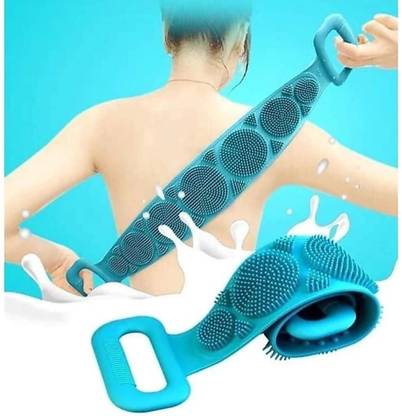 Seven World Silicone Back Scrubber Bath Brush Washer For Dead Skin Removal Mens Womens Double Side Brush Belt For Shower Exfoliating Belt, Easy to Clean, Lathers Well (Multicolor) (Body Scrubber), Multicolor, Medium