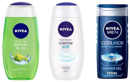 निवेआ शावर जेल - लेमन एंड ऑइल, क्रीम सॉफ्ट, कूल किक, 250 Ml प्रत्येक