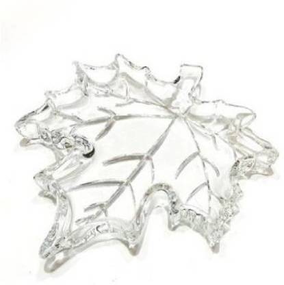 SUKROOT Glass Fruit Plate Leaf Shape Glass Plate Bowl Dish Maple Leaf Shape Serving Tray Large Transparent (Set of 1 Pieces) Tray