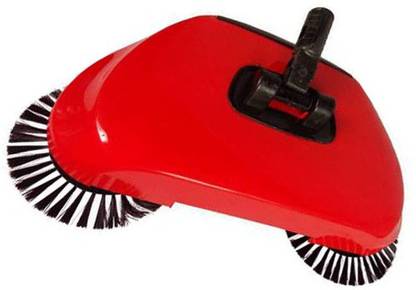 r.enterprise 360 Degree Rotating Brush Spin Hand Push Broom Sweeper Stainless Steel Handle Drag All-In-One Household Hand Push Rotating Floor Dust Sweeping Broom Mop Set Plastic Dry Broom