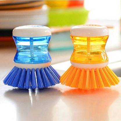 Fashion Ultimated Dish / washbasin / Sink cleaning Plastic brush with self liquid soap dispenser (03 pcs.) Cleaning Brush Plastic Wet and Dry Brush