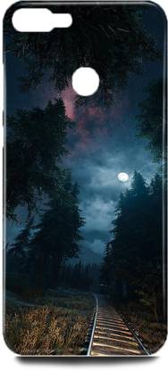 Entio Back Cover for Oppo F9-CPH1881-night view railway track Printed Back Case