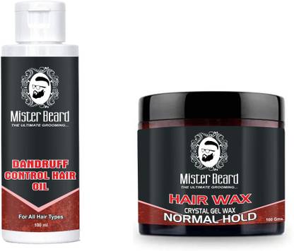 Mister Beard Hair Wax Crystal Gel Wax Normal Hold 100gm with Dandruff Control Hair Oil 100ml