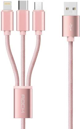 Rock Micro USB Cable 2 A 1 m 3 in 1 charging Cable (USB to lightning+type c+Micro)_801090010164