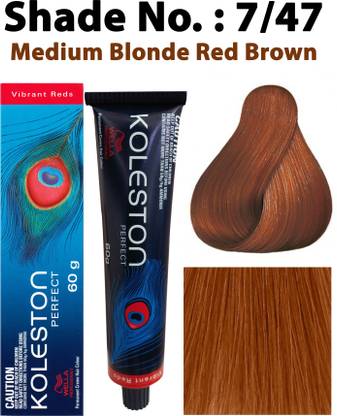 Wella Professionals Koleston Perfect Vibrant Reds Hair Color 7/47 Colorant Tube 60g , Medium Blonde Red Brown