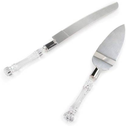 HVG TRADERS set of 2 Cake Knife and Server Set with Acrylic Handle Slicer Shovel Knife Pie Server Hand Tool with Cutting Knife Decorating Tools Set of 2 Kitchen Tool Set