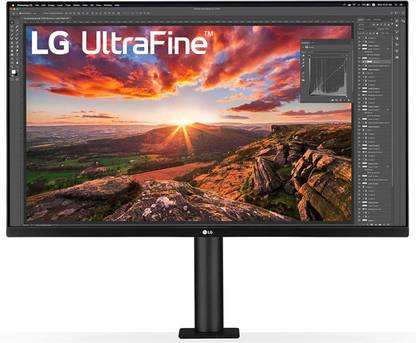 LG 81.28 cm (32 inch) Full HD Gaming Monitor (Ultrafine Display Ergo 32 inch 4K-UHD (3840 x 2160) HDR 10, DCI-P3 90%, Inbuilt Speaker (5W x 2), Tilt/Height/Swivel/Pivot/Extend/Retract, Display Port- 32UN880 (Black))
