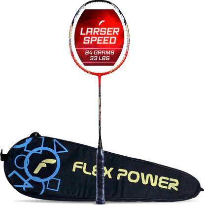 Flex Power Larser Speed S 55 (Full Graphite, 33 LBS) Red, Black Unstrung Badminton Racquet