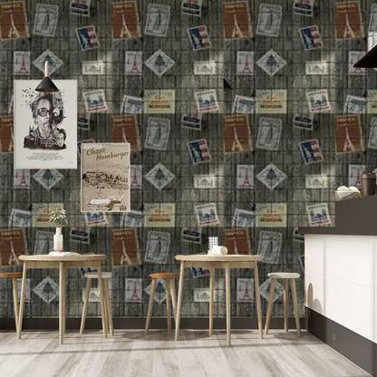 ODELEE 77 cm 3D BRICK STAMP DESIGN WALL STICKER 70 X 77 CM PCK 10 Self Adhesive Sticker
