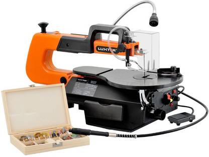 Luxter SSA16LVR All in One Scroll Saw 120 Watt, with PTO shaft cable for Sanding, Polishing and Cutting all at one table, included also with a wooden box of rotary tool kit, Paddle Switch, Focus LED, Dust Blower, etc. Manual Cutter