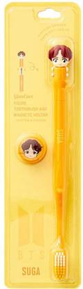 BTS Official Merchandise] Fans Gift - K-Pop Idols Goods - Character Figure Toothbrush with Convenient Magnetic Holder (Suga) Ultra Soft Toothbrush